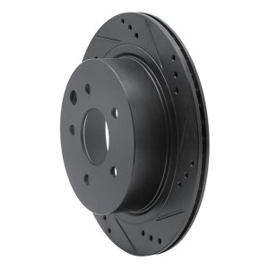 Infiniti Q45 Brake Rotor (1) - Rear Right - R1 Concepts - Drilled & Slotted - Black - `02-`06